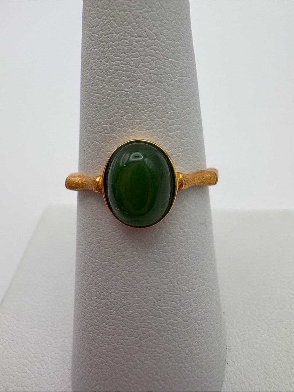 Jade Brushed Gold Ring (#R72) - Picture 3 of 4